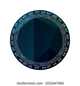 Circle polygonal frame with hand drawn border isolated on white background. Design element for text frames, greeting cards and stickers. Valentines illustration.