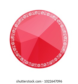 Circle polygonal frame with hand drawn border isolated on white background. Design element for text frames, greeting cards and stickers. Valentines illustration.
