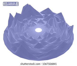 circle polygonal mountains pattern landscape purple
