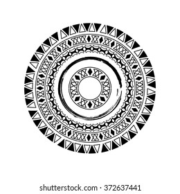 circle polynesian tattoo styled frames. Vector illustration.