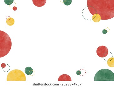 Círculo quadro pop, fundo simples, cores de Natal, aquarela