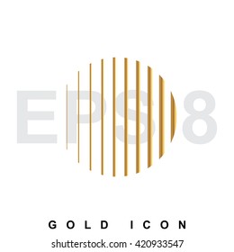 Circle premium icon graphic web design element or logo template. Vector royal luxury symbol for business, internet, decoration. Modern abstract glittering metallic emblem. Modern round graphic 