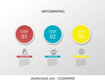 Circle presentation creative concept business data visualization for infographic. With 3 options. Vector illustration. 