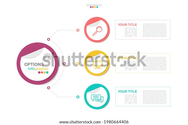 Circle process banner\
infographic in eps10 vector. 4 colors  chart for 3 options with\
business icon. 