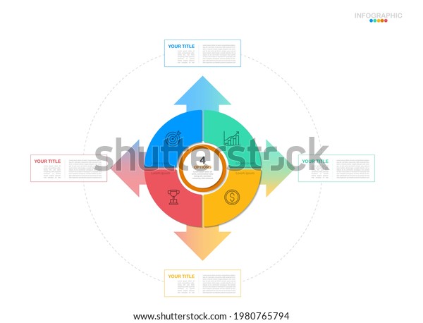 Circle process banner\
infographic in eps10 vector. 5 colors  chart for 4 options with\
business icon.