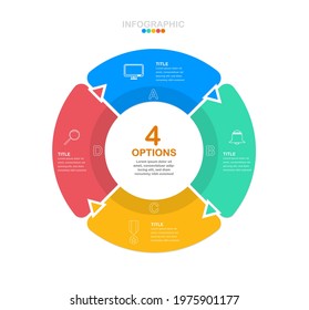 Circle process infographic in eps10 vector (divided into layers in file), 4 colors Pie chart for 4 options with business icon.(divided into layers in file)