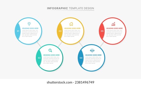 Circle Process Workflow Diagram Infographic Template with 5 Steps