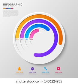 Circle progress bar infographics elements design. diagram with 4 bar process, steps, parts, or options. vector illustration template for business. 