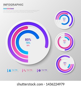 Circle progress bar infographics elements design. diagram with 3 bar process, steps, parts, or options. vector illustration template for business. 