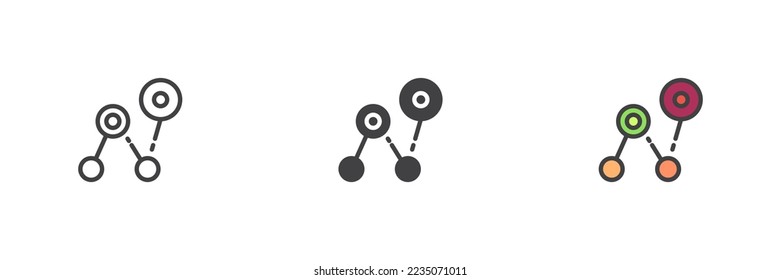 Circle progress infographic different style icon set. Line, glyph and filled outline colorful version, outline and filled vector sign. Symbol, logo illustration. Vector graphics