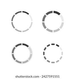 Circle Progress Loading Icons, Isolated Circular Vector Symbols For Web Interface, Downloading, Uploading Process