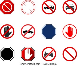 Círculo prohibido No hay señas de tráfico de estacionamiento. Detener símbolo. ilustración vectorial