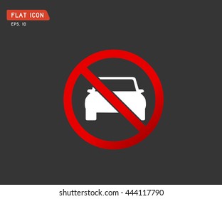 Circle Prohibited No car or no parking traffic sign red vector illustration
