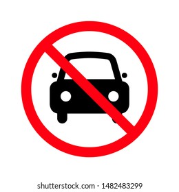 Circle prohibited no parking. No cars allowed prohibition sign, no cars entry. Vector illustration. 