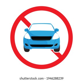 Círculo Prohibido Cartel Por Ningún Coche. Sin Signo de aparcamiento. Ilustración del vector