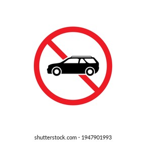 Circle Prohibited Sign For No Car. No Parking Sign. Vector illustration