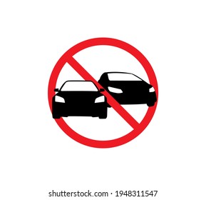 Circle Prohibited Sign For No Car. No Parking Sign. Vector illustration