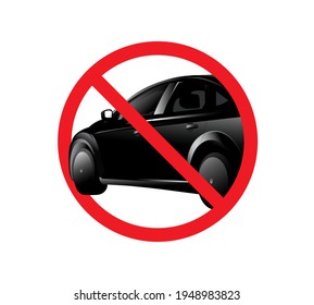 Círculo Prohibido Cartel Por Ningún Coche. Sin Signo de aparcamiento. Ilustración del vector