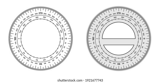 Circle Protractor 360 degrees measuring tool vector illustration isolated on white