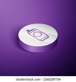 Circle purple isometric illustration Beer icon. Can of beer symbol for your web site design