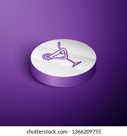 Circle purple isometric illustration Cocktail vector icon, alcohol symbol