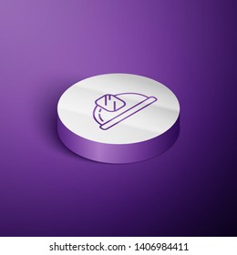 Circle purple isometric illustration Construction safety helmet line style icon