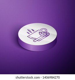 Circle purple isometric illustration Cup of Tea Vector Icon for mobile app, website or desktop app