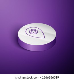 Circle purple isometric illustration Medical Center icon. Designed for web and software interfaces.