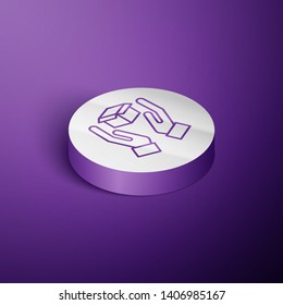 Circle purple isometric illustration Parcel storage icon.