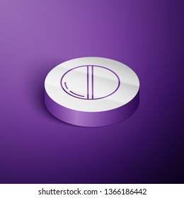 Circle purple isometric illustration Pills vector icon. Medical and HealthCare Symbol