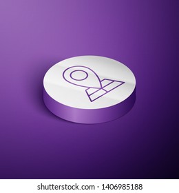 Circle purple isometric illustration Point on the map. Destination element.