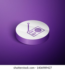 Circle purple isometric illustration Radio vector icon
