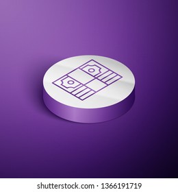 Circle purple isometric illustration Simple Money icon. Universal cash icon.