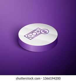 Circle purple isometric illustration Simple Money icon. Dollar icon.