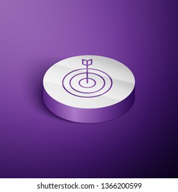 Circle purple isometric illustration Target vector icon. Dartboard illustration