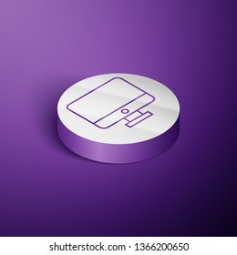 Circle purple isometric illustration Vector Desktop Computer Icon