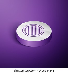 Circle purple isometric illustration Warning road sign. Logo concept. Conceptual image of tools for repair, construction and builder.