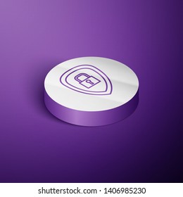 Circle purple isometric illustrationParcel protection icon.