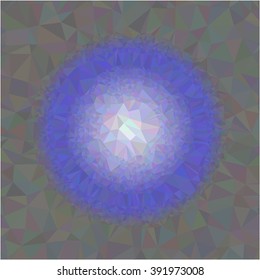 Circle purple low poly on gray polygonal background - Vector illustration