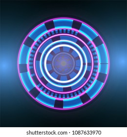 Circle Purple Neon With Blue Circle Element Abstract Vector Background