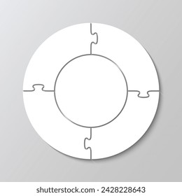 Kreis Puzzle Raster. Infografik für Geschäftspräsentationen. Moderner Hintergrund mit Mosaikformen. Kreisförmige Schneide-Stichsäge-Stückschablone. Einfache Rahmenfliesen. Vektorgrafik.