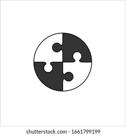 Circle puzzle icon vector sign isolated on white background. Puzzle symbol