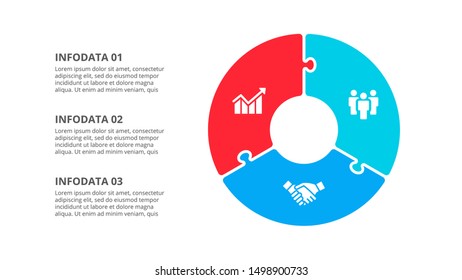 Circle puzzle infographic with 3 options. Vector business template for presentation.