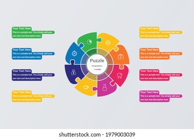 Circle puzzle infographic design on grey vector image 8
