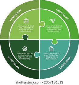 Circle puzzle infographic vector interconnected used for points visualization