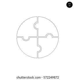 circle puzzle section, a circle divided into four equal parts, a circle outline vector