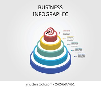 circle pyramid chart template for infographic for presentation for 5 element