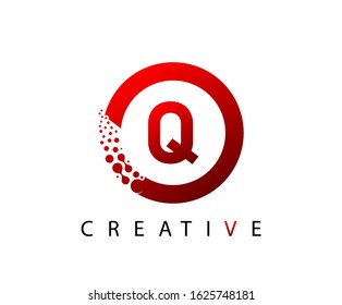 Circle Q Letter Digital Network , abstract Q dotted logo design.