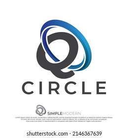 Circle Q logo illustration, abstract circle swirl logo design elements. Origami paper flat style