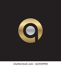 circle q logo, initial logo oq, qo, q inside o rounded letter negative space silver gold
